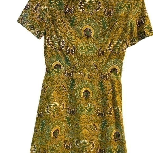 Vintage hand printed batik cotton button down paisley dress - Picture 12 of 13